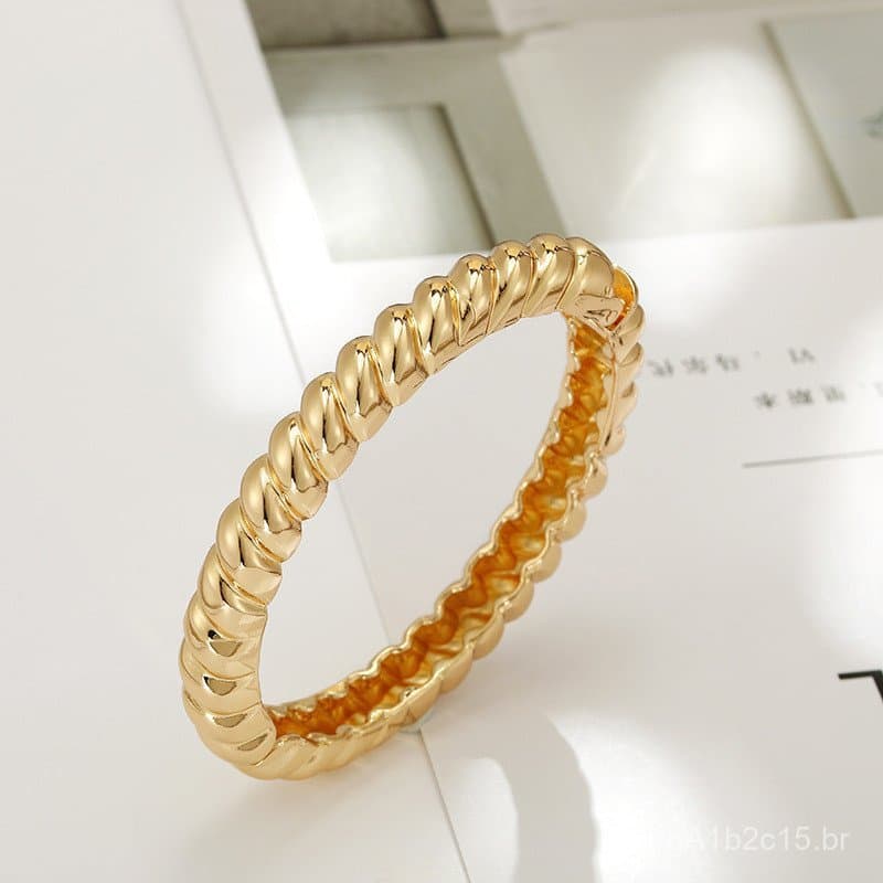 Pulseiras de ouro por atacado para mulheres, design original mais vendido com textura circular, acessórios de vestuário