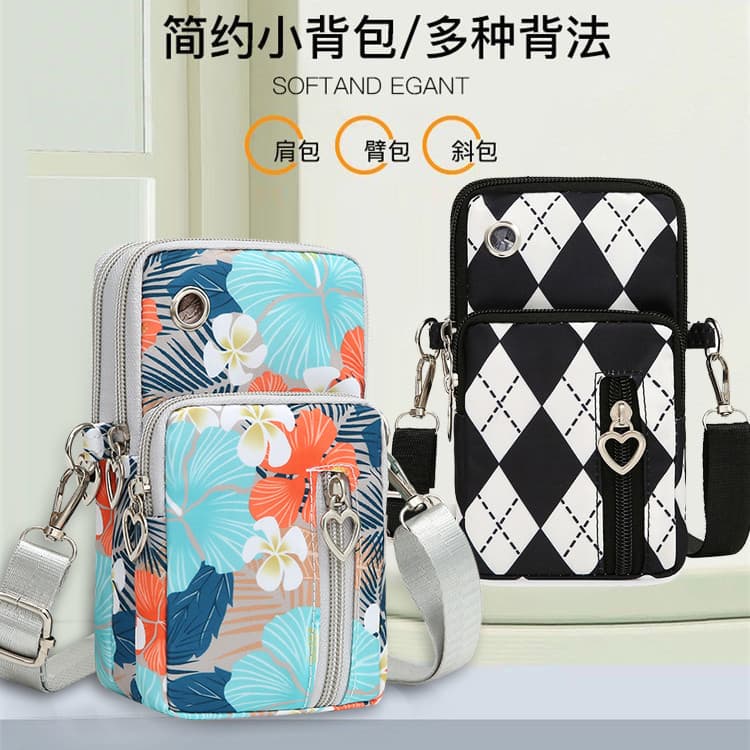 Bolsa do telefone móvel feminina saco do mensageiro novo estilo Mini impresso saco de lona na moda All-Match bolsa de om