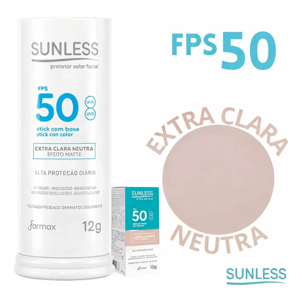 Protetor Solar Facial Stick Extra Clara Neutra Sunless 12g