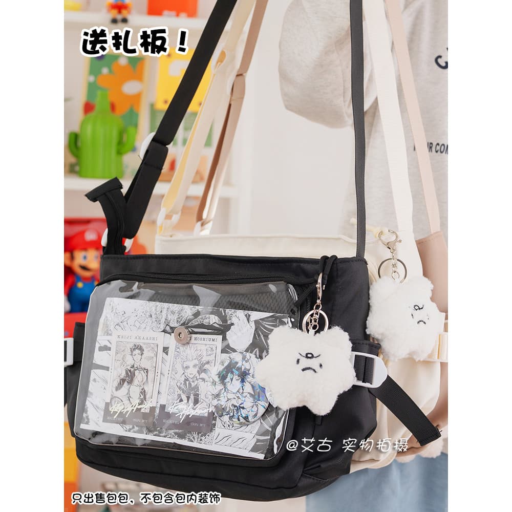 Simples estilo Preppy menina Diagonal saco estudante japonês grande capacidade saco do mensageiro barra Chi transparente