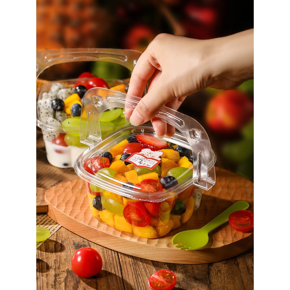 Caixa de frutas descartável caixa de embalagem de plástico sobremesa frutas frescas corte de pesca caixa de manutenção f