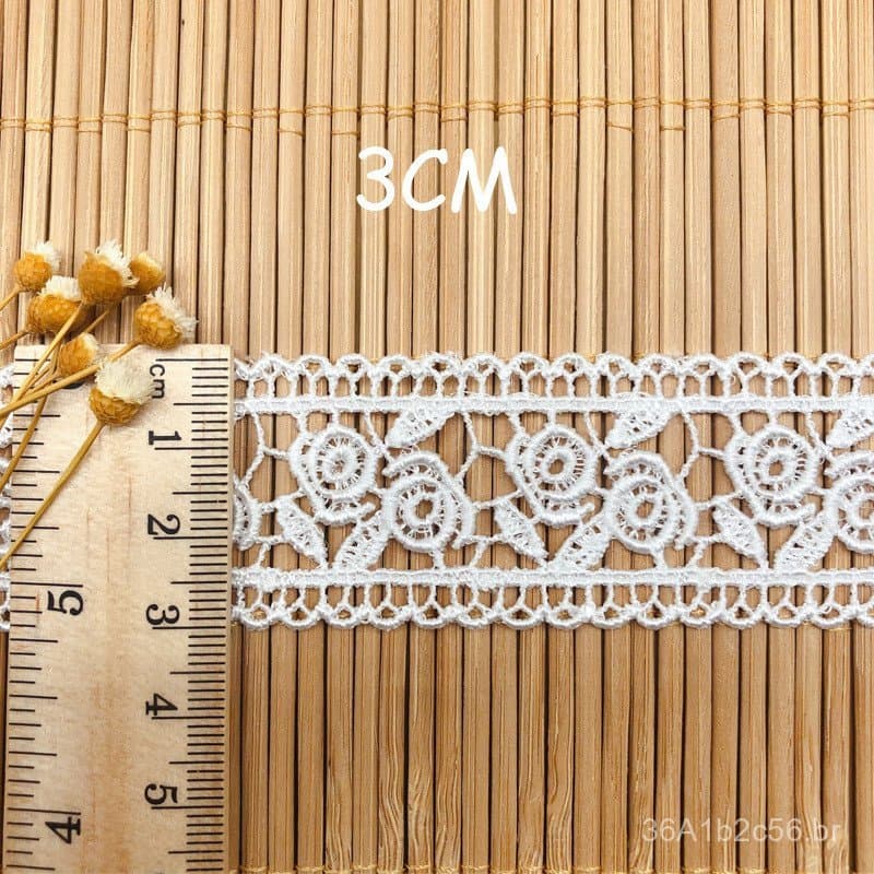 Renda nova, renda de poliéster preta solúvel em água, dupla face, com padrão de rosas, 3CM, acessório para vestuário, re