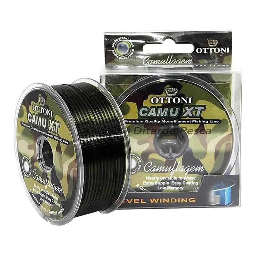 Linha Monofilamento Ottoni Camu XT 0,25mm 300m Nylon Camuflada 9kg