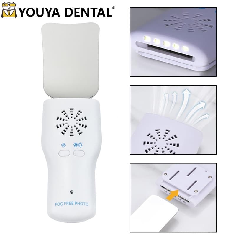 1 Conjunto De Espelhos Dentários Antiembaçantes , Espelho Intraoral Sem Neblina De Aço Inoxidável Com Refletores De Luz