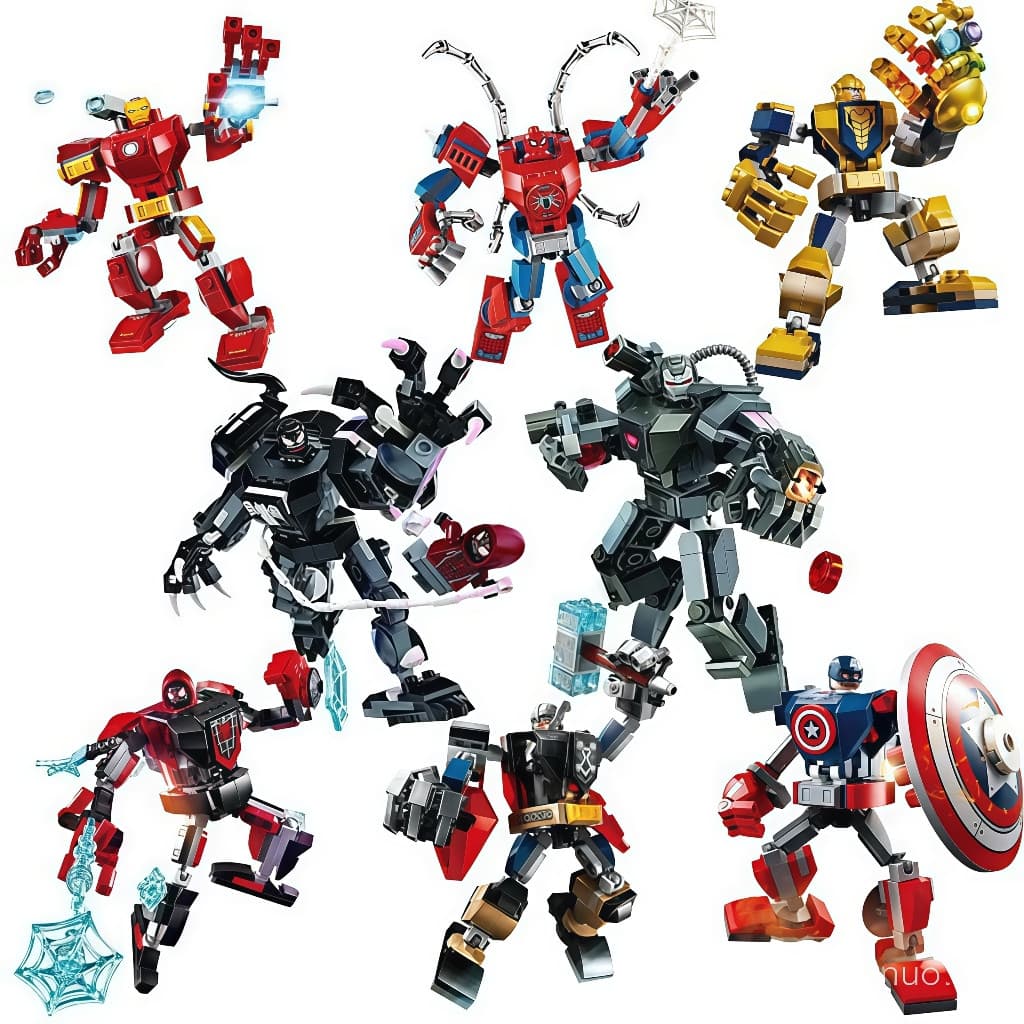 Marvel Super Heroes Blocos De Montar Homem-Aranha Homem de Ferro Brinquedos Para Meninos