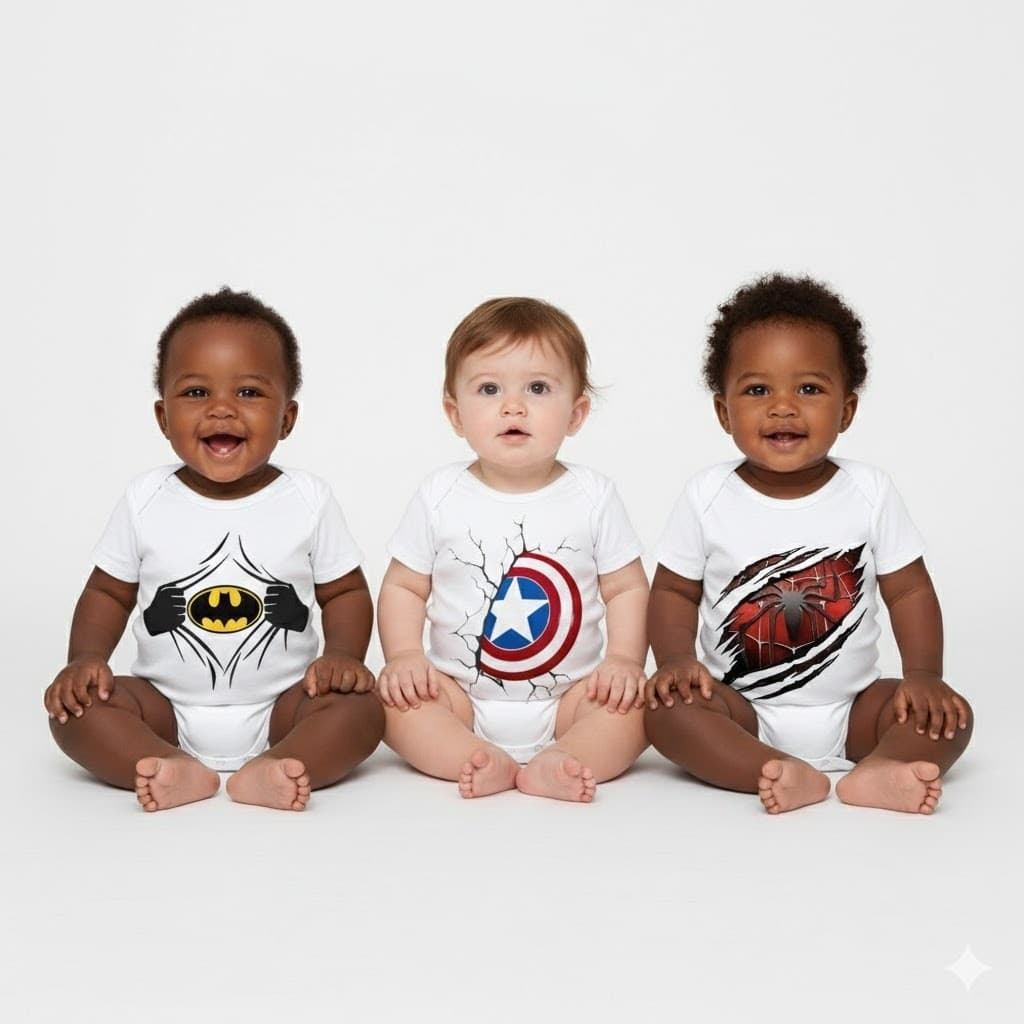 Body Bebê Herói Infantil Estilo Super Herói Algodão Premium Confortável Presente Criativo