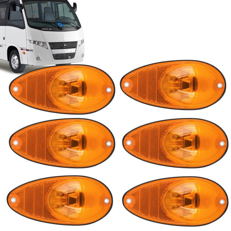 KIT 6 LANTERNA LATERAL PISCA E POSIÇÃO 3 LED P/ ONIBUS MARCOPOLO MASCARELLO BUSSCAR NEOBUS COMIL