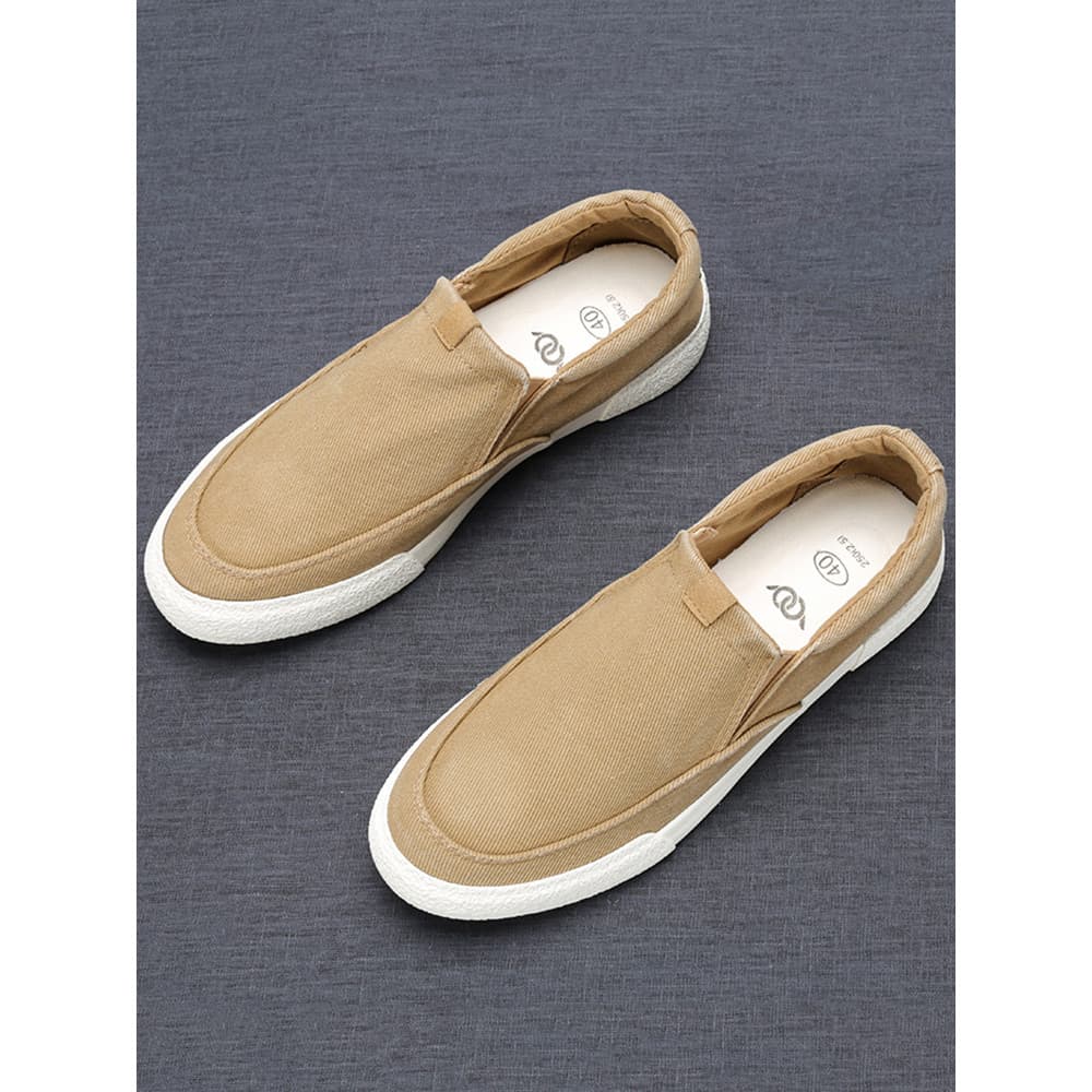 Mocassins de lona masculinos deslizamento-On velho pequim sapatos de pano primavera outono sola macia respirável Casual