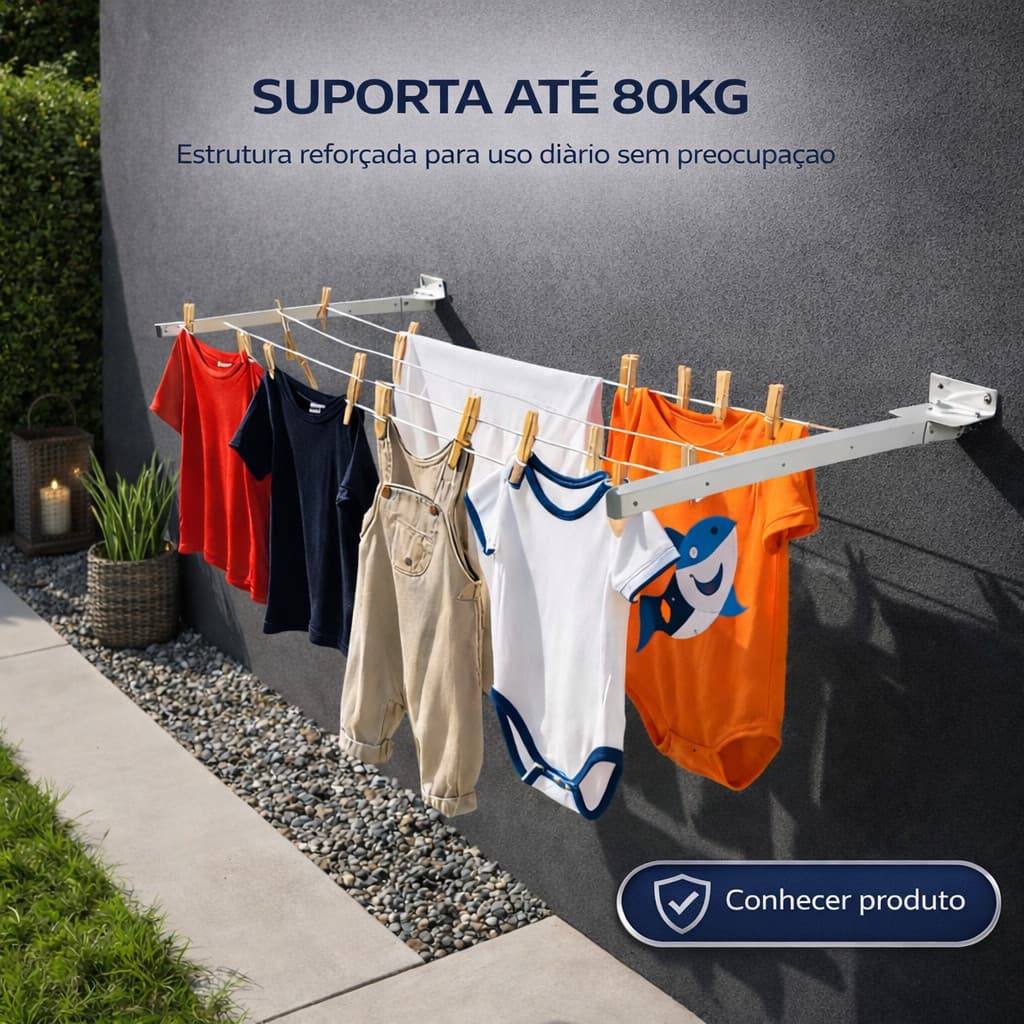 varal de roupa retratil parede lavanderia apartamento recolhivel aluminio reforçado
