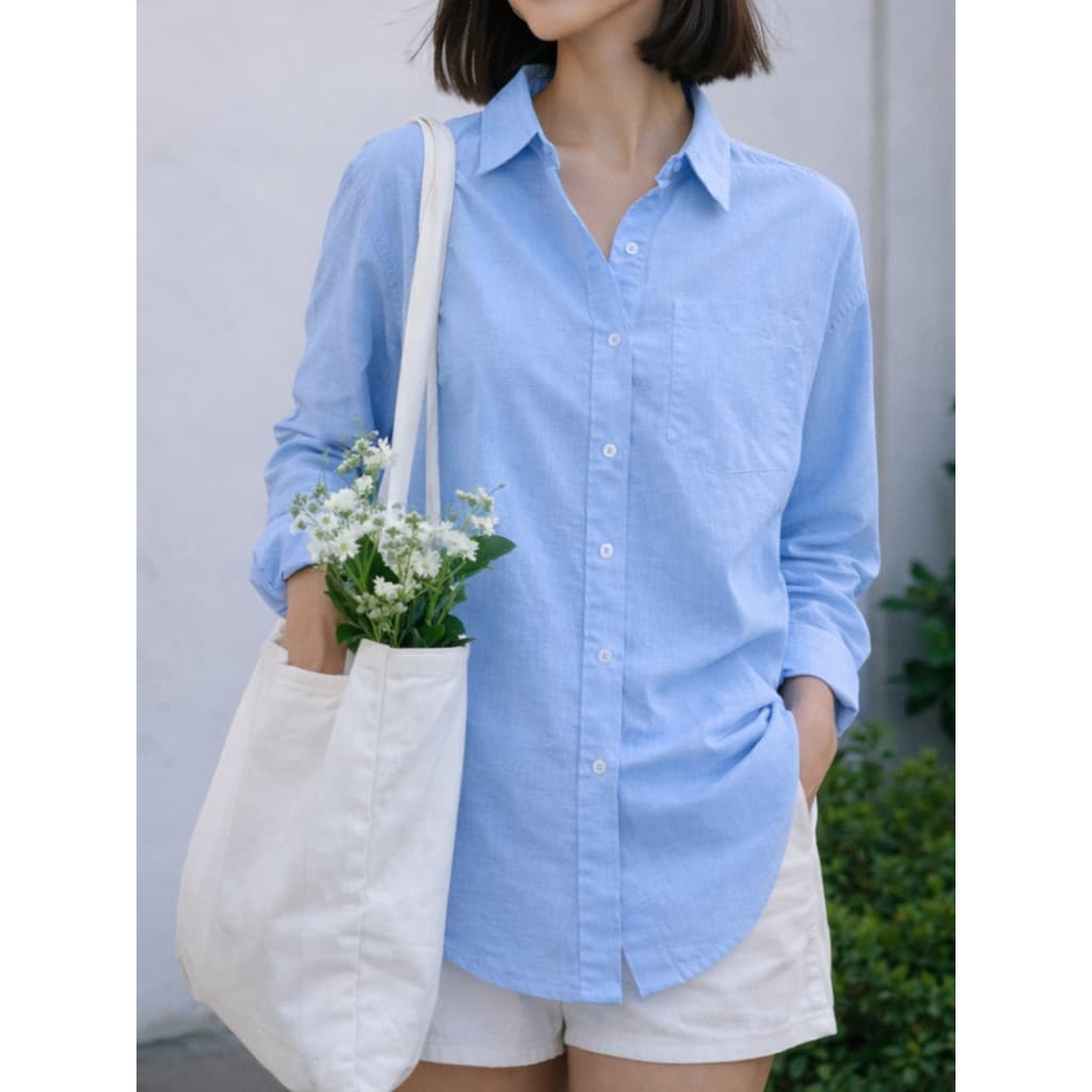 Camisa Feminina Linho Algodão Premium | Estilosa Oversized Manga Longa