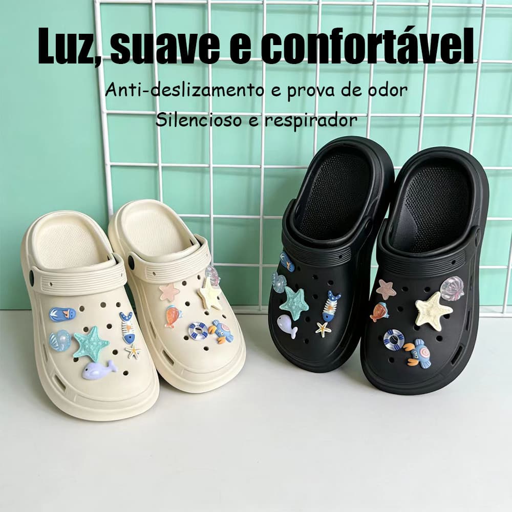 Chinelo Babuche Plataforma Feminino Casual Estiloso Confortável Leve Antiderrapante Ideal para Uso em Casa e Rua