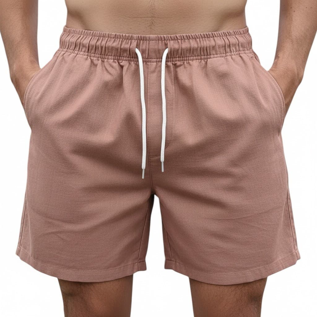 Bermuda Masculina Leve Linho 100% Algodão Para Praia Versátil Confortável Com Cordão Para Ajuste Oferta