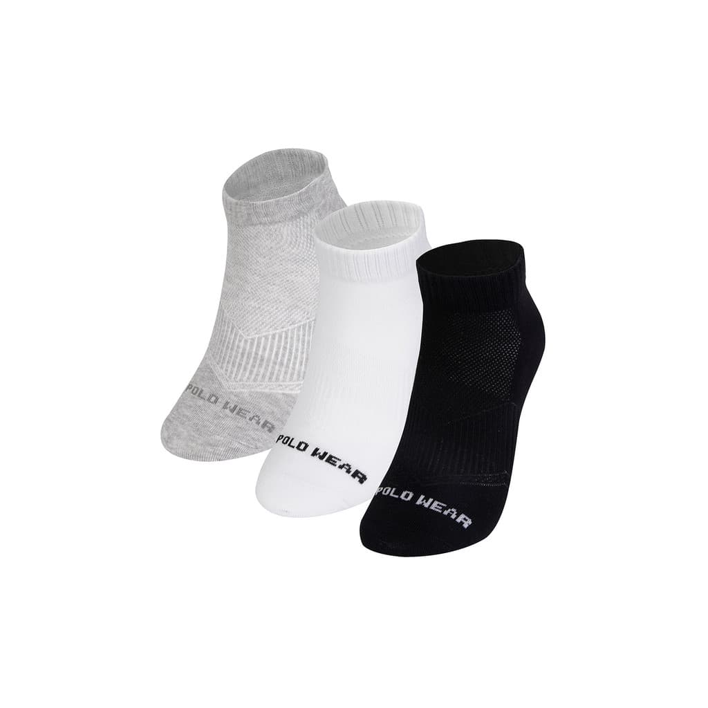 Kit 3 Pares de Meias Cano Curto Polo Wear Sortido