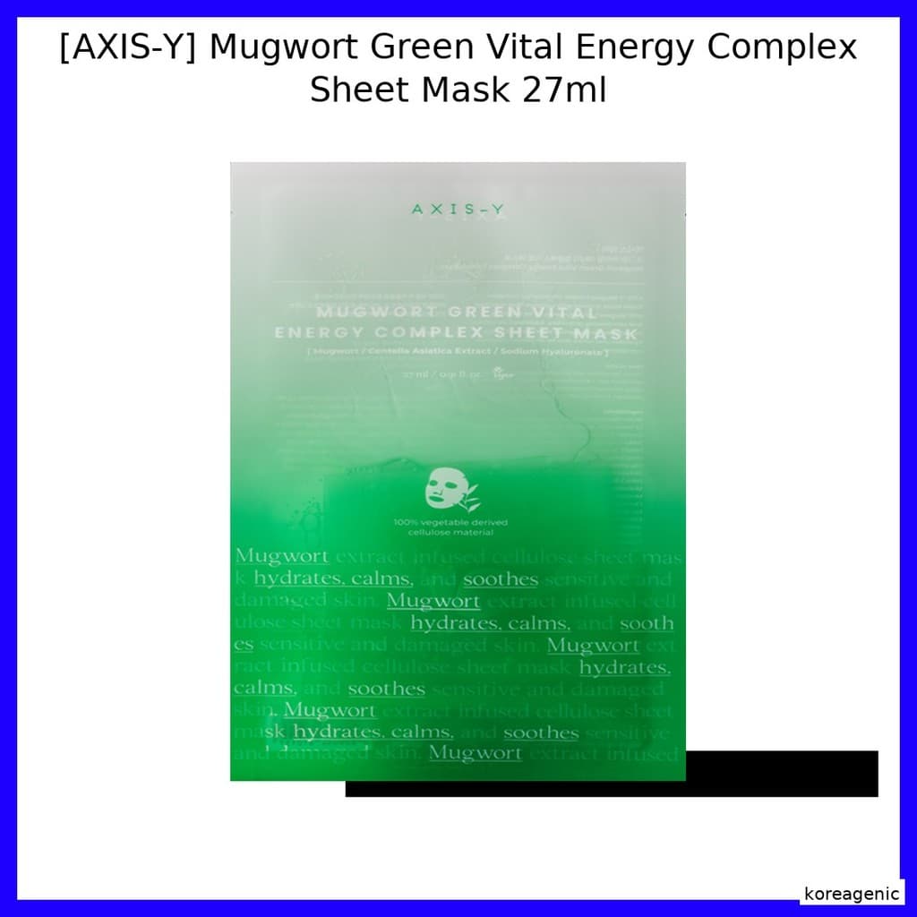 [AXIS-Y] Máscara Em Folha Complexo De Energia Vital Verde Artemísia 27ml/Calmante , Hidratante