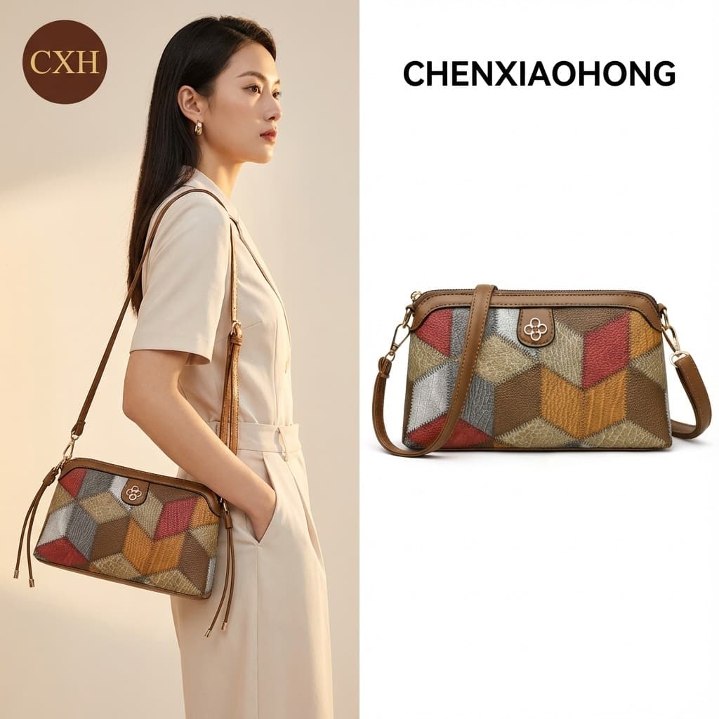 CHENXIOAHONG Color-block women's crossbody bag, stylish shoulder bag.
