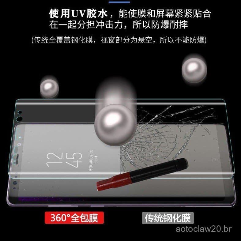 Película de vidro temperado para tela curva 3D com cola UV líquida para Samsung S10, película de vidro temperado para te