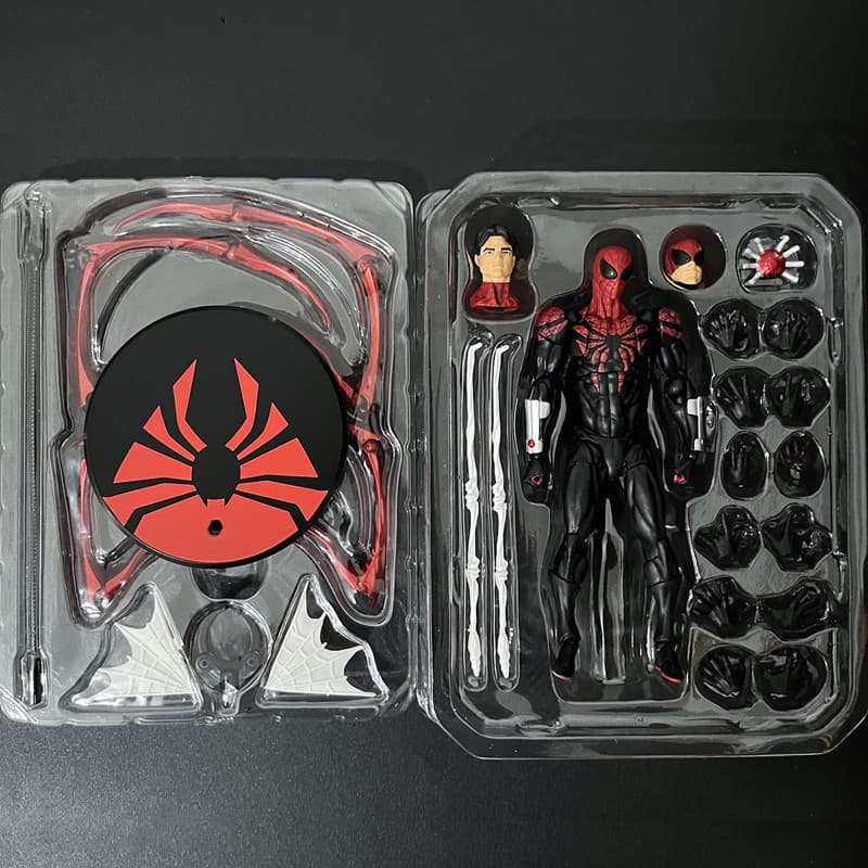 Marvel Anime Os Vingadores Preto Homem-Aranha Peter Parker SHF Movimentação Conjunta PVC Figura De Ação Modelo Coleção D