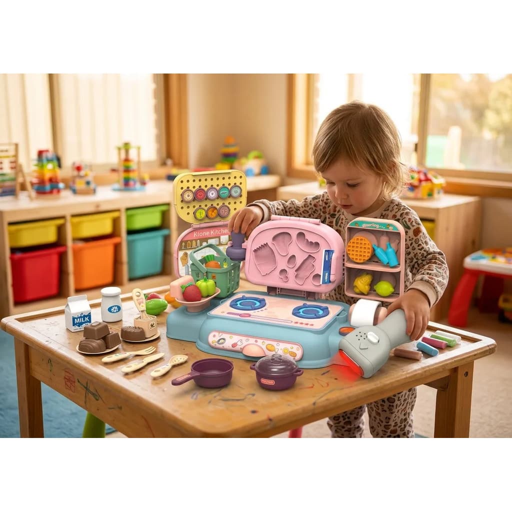 Cozinha Infantil Portatil Maleta 64 Pecas Com Fogao Forno