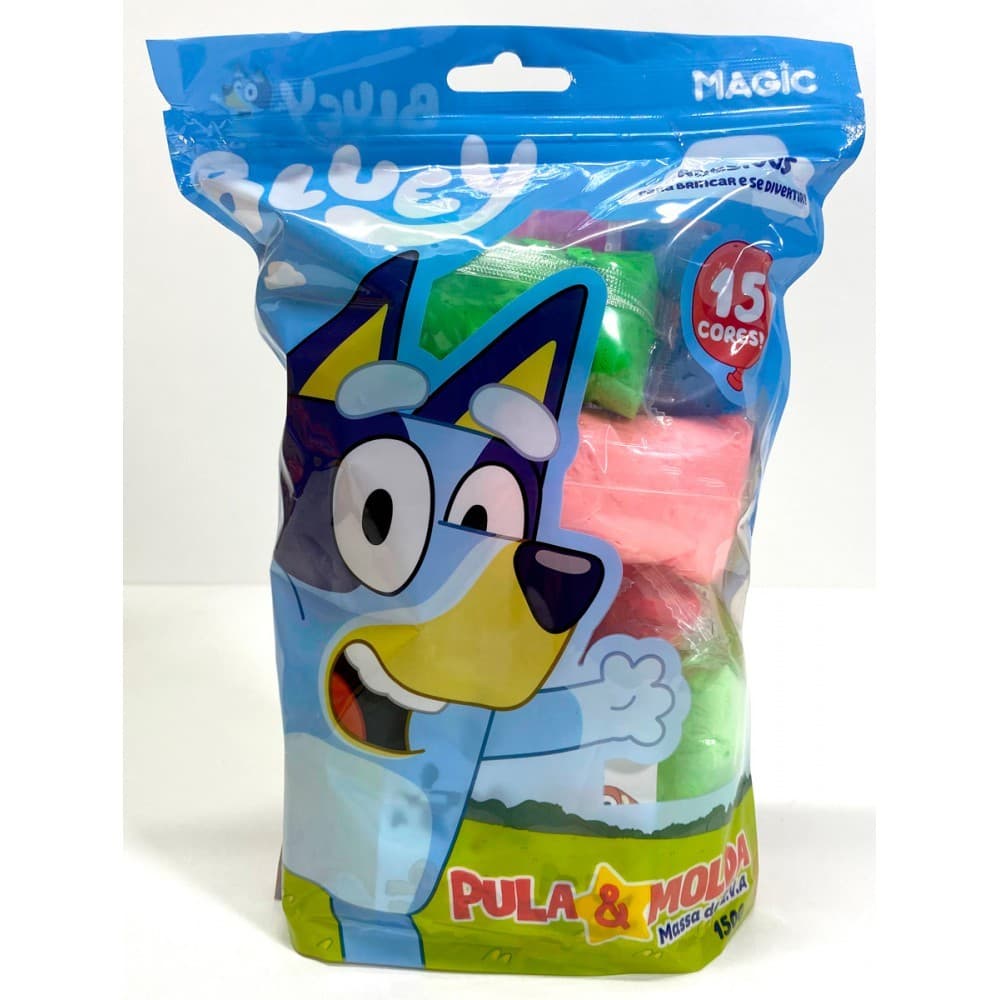 Massa de Modelar EVA Pula e Molda 150g com Adesivos - Bluey