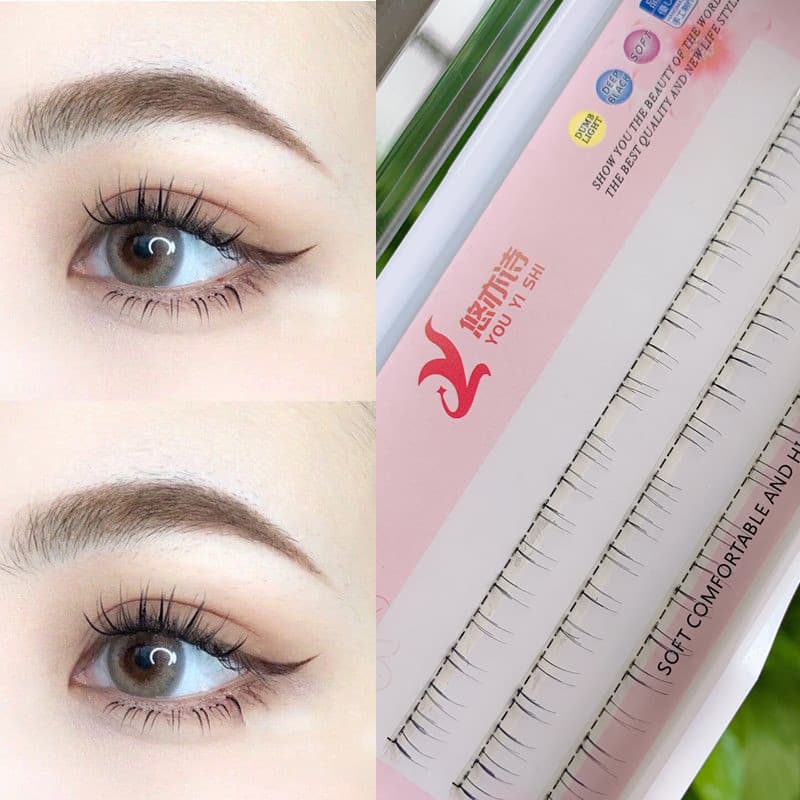 You Yishi segmentado cílios inferiores cílios postiços feminino simulação natural transparente haste cílios naturais fei