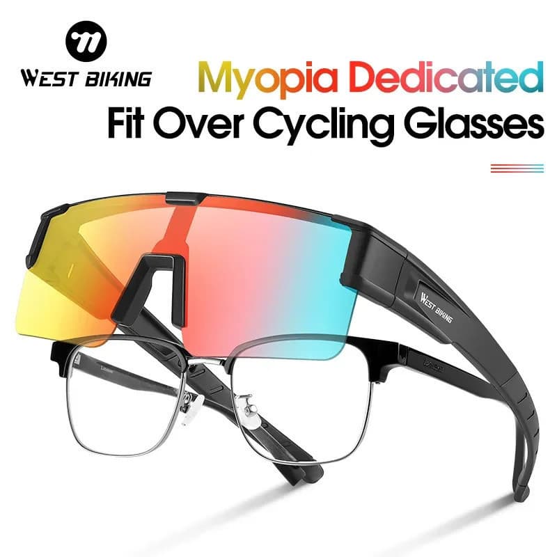 Óculos de Ciclismo Fotochromáticos WEST BIKING, Adaptáveis a Óculos de Grau, Proteção UV 400, Polarizados, Óculos de Pes