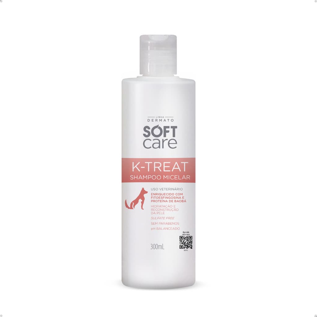 Shampoo Hidratante para Cachorro Soft Care Contrução de Pele K-Treat Micelar Pet Society - 300ml