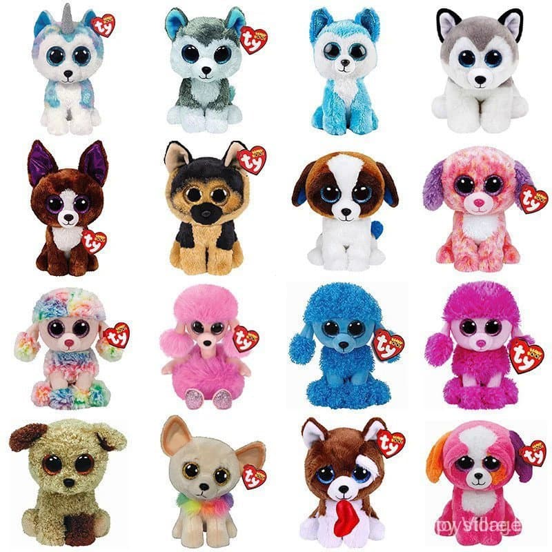 15CM Ty Gorro Glitter Cachorro de Olhos Grandes Elena Slush Yips Kawaii Bonito Liso Macio Boneca Animais Brinquedos Em