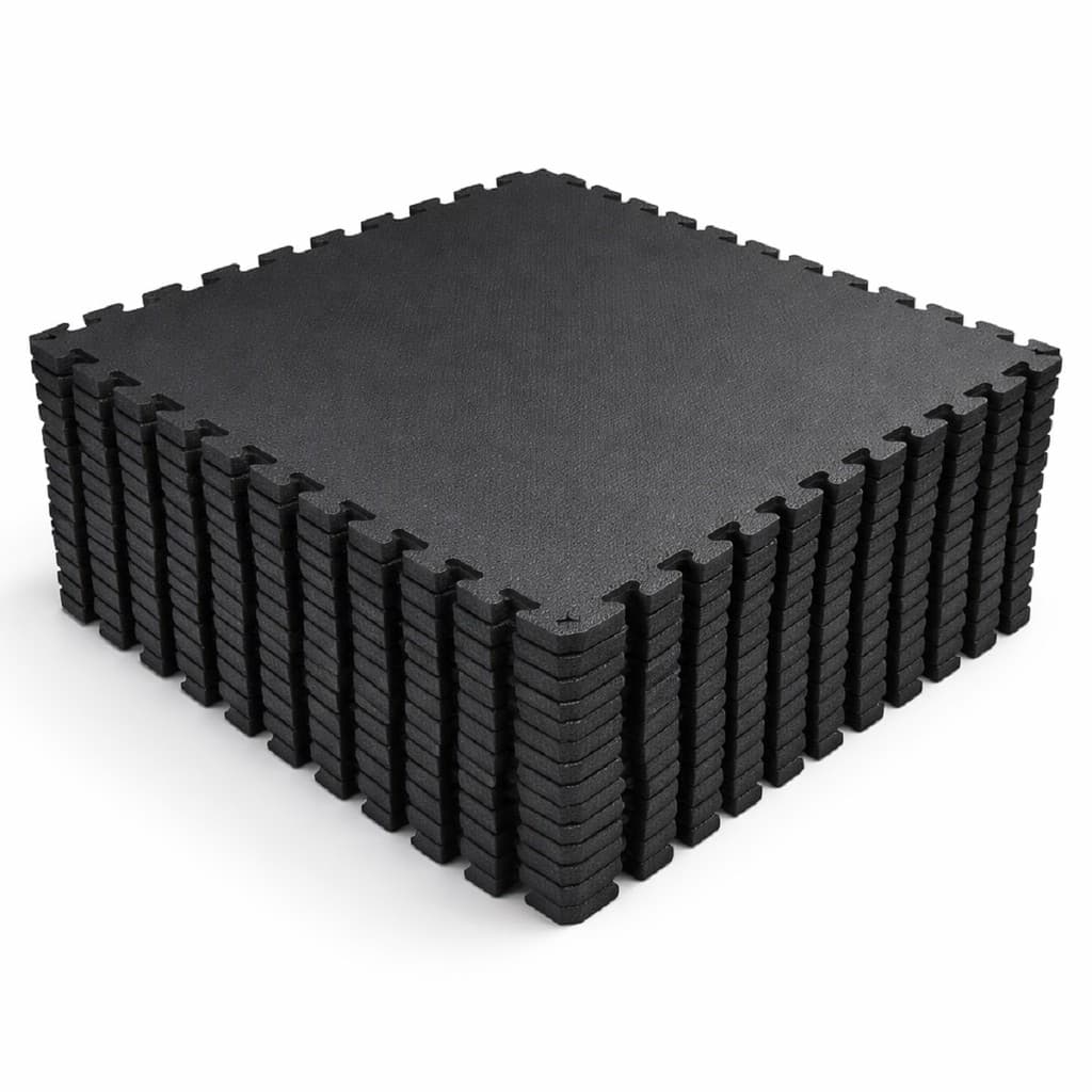 Kit 20 Tatames Tapetes EVA 50x50x2cm 20mm PRETO Linha Premium com Bordas de Acabamento