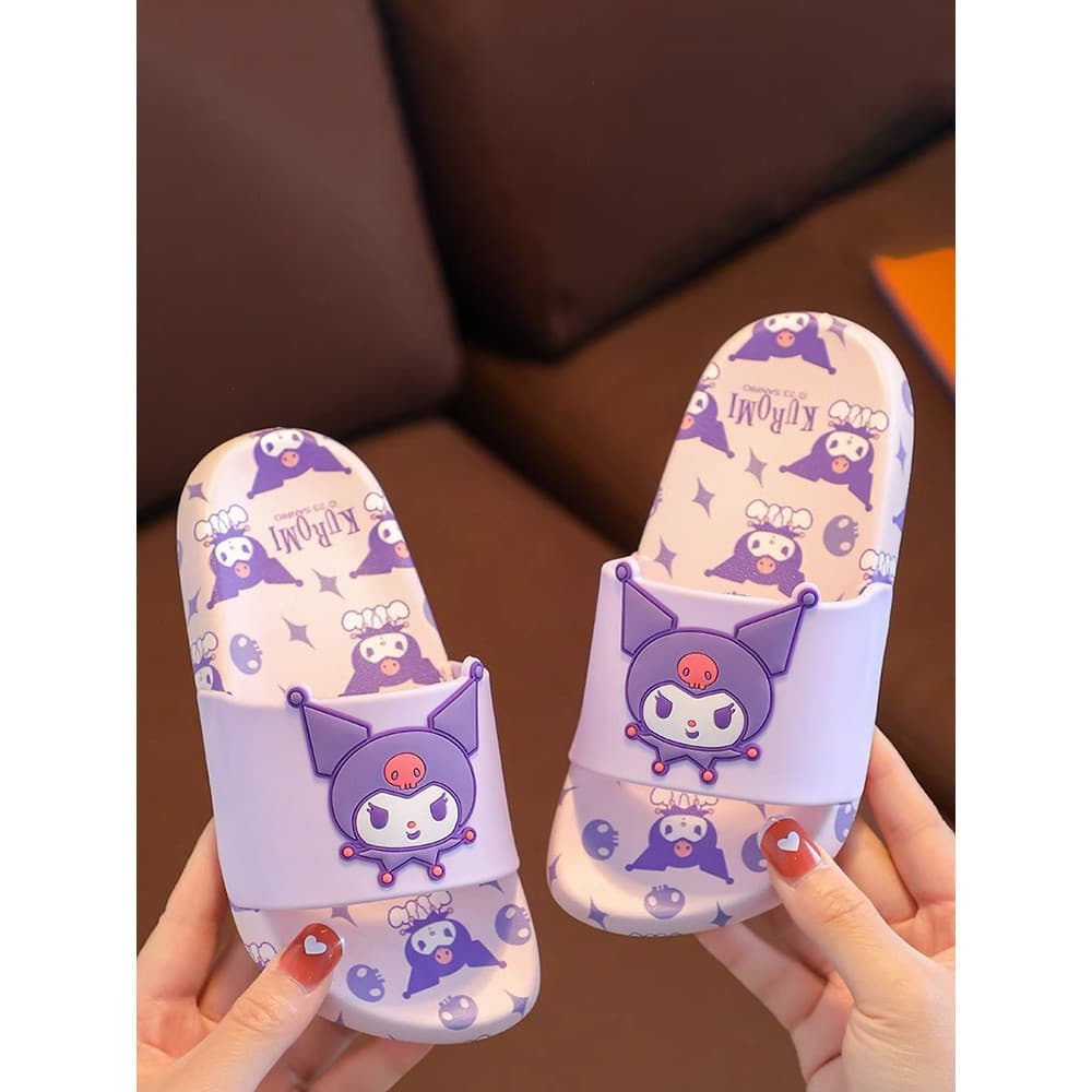 Crianças chinelos verão Kuromi antiderrapante bebê menina sandálias chinelos interior casa sola macia pai-filho 20