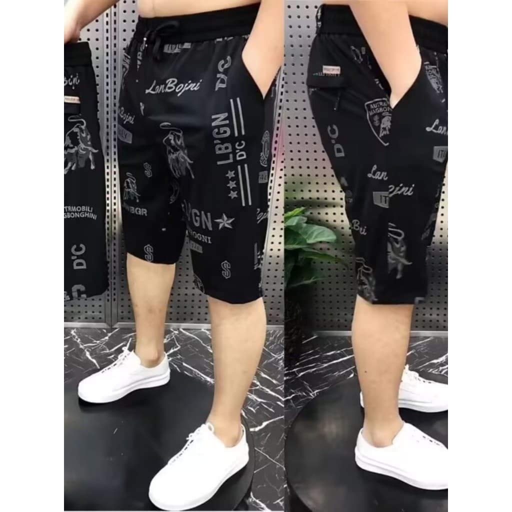 Calças cortadas de verão estilo fino masculino estação europeia carta impressão rua Wear esportes Shorts calças elástica