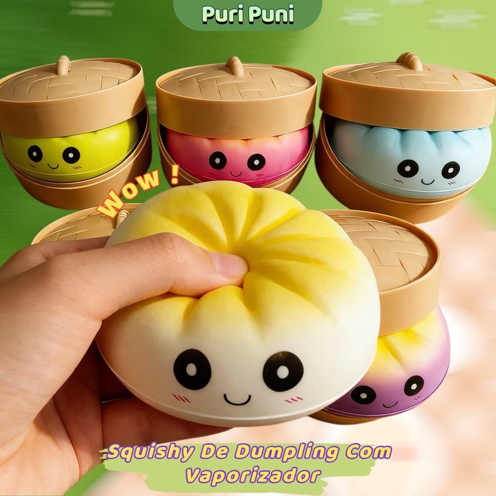 Squishy Dumpling Fofo – Pão Chinês Alívio de Estresse e Ansiedade-Bolinha para Apertar e Relaxar