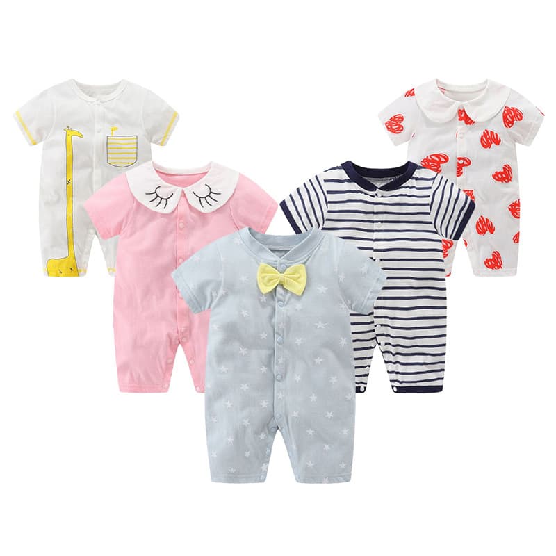 Macacão de bebê roupas de verão bebê manga curta macacão recém-nascido roupas esportivas estilo fino macacão fechado vir