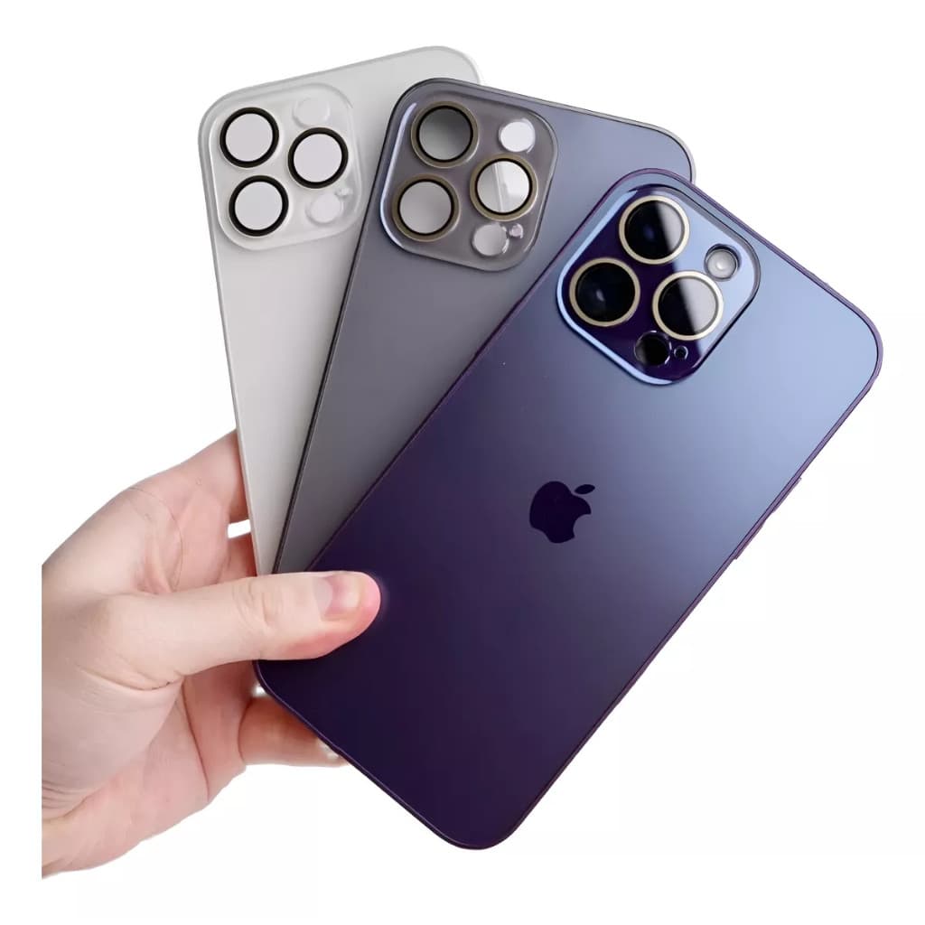 Capa Case Glass Luxo Premium Fosca Cromada Para iPhone 11 12 13 14 15 16 PRO PROMAX
