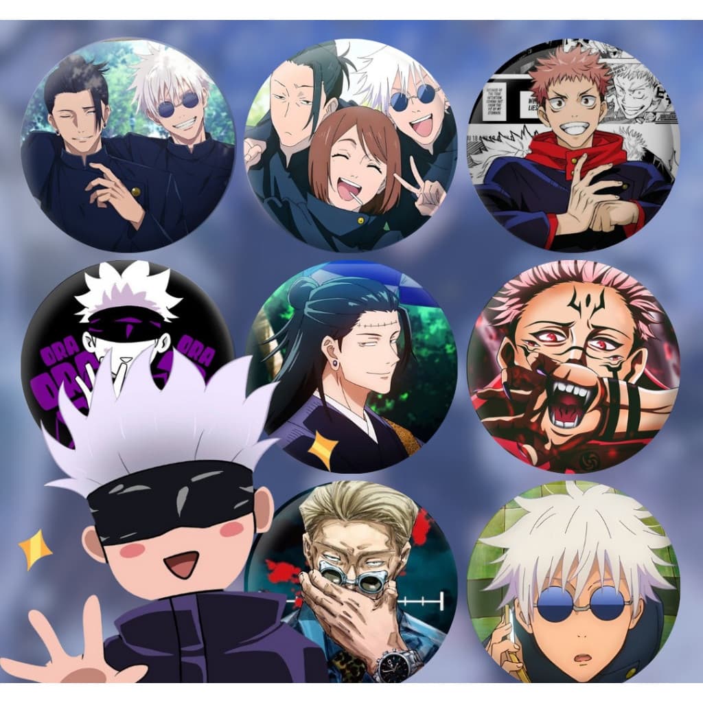Bottons Jujutsu Kaisen 4,5cm Anime Geek Otaku Button Pin Broche Itadori Gojo Sukuna