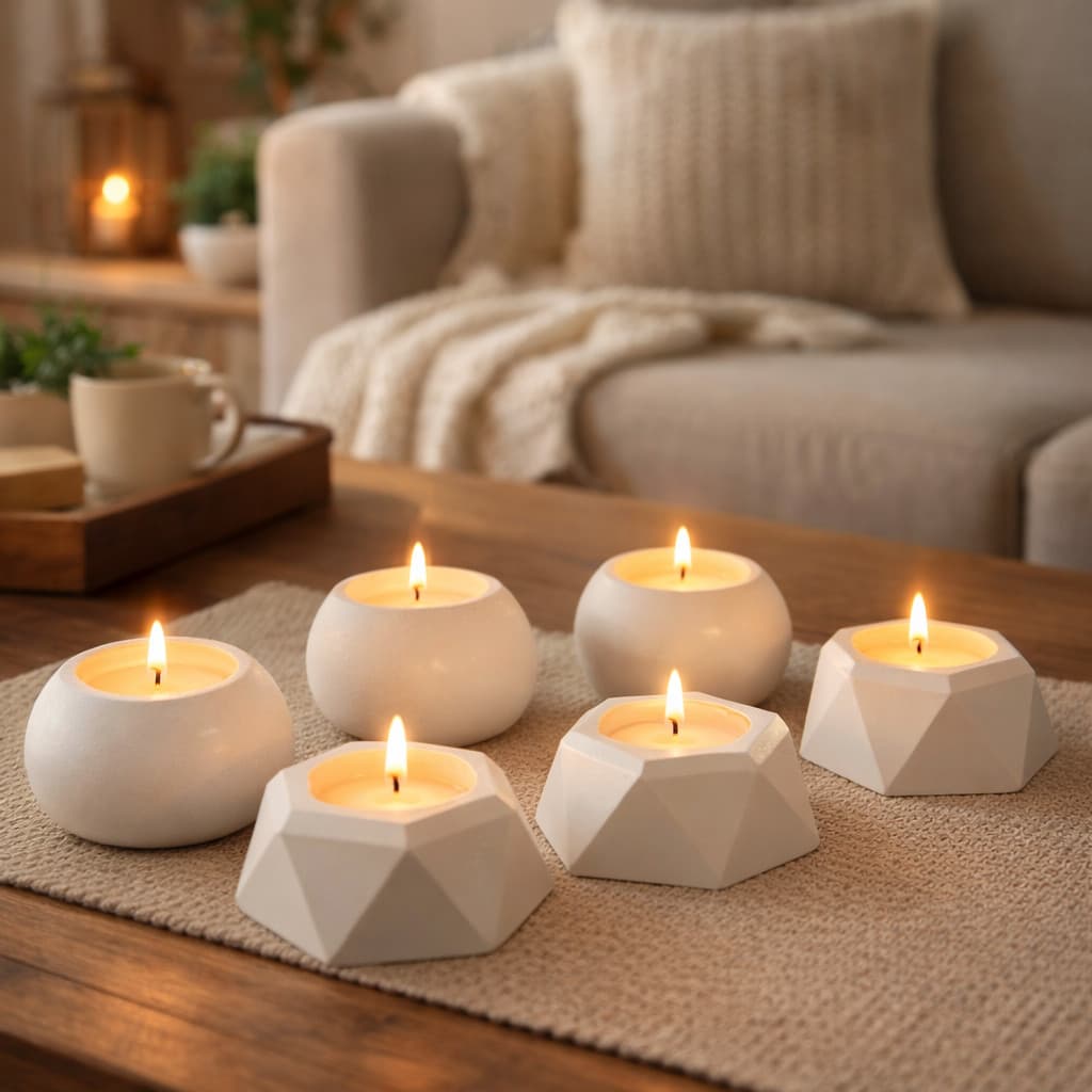 Kit 6 Velas Aromáticas Premium + Vasos Decorativos 2 em 1 Para Plantas Artificiais