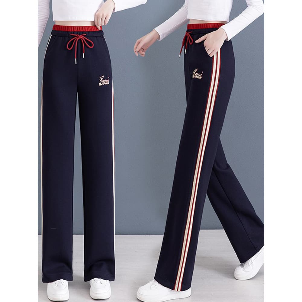 Calças esportivas de perna reta feminina pequena primavera outono novo estilo elástico cintura alta mais magro olhar Cas