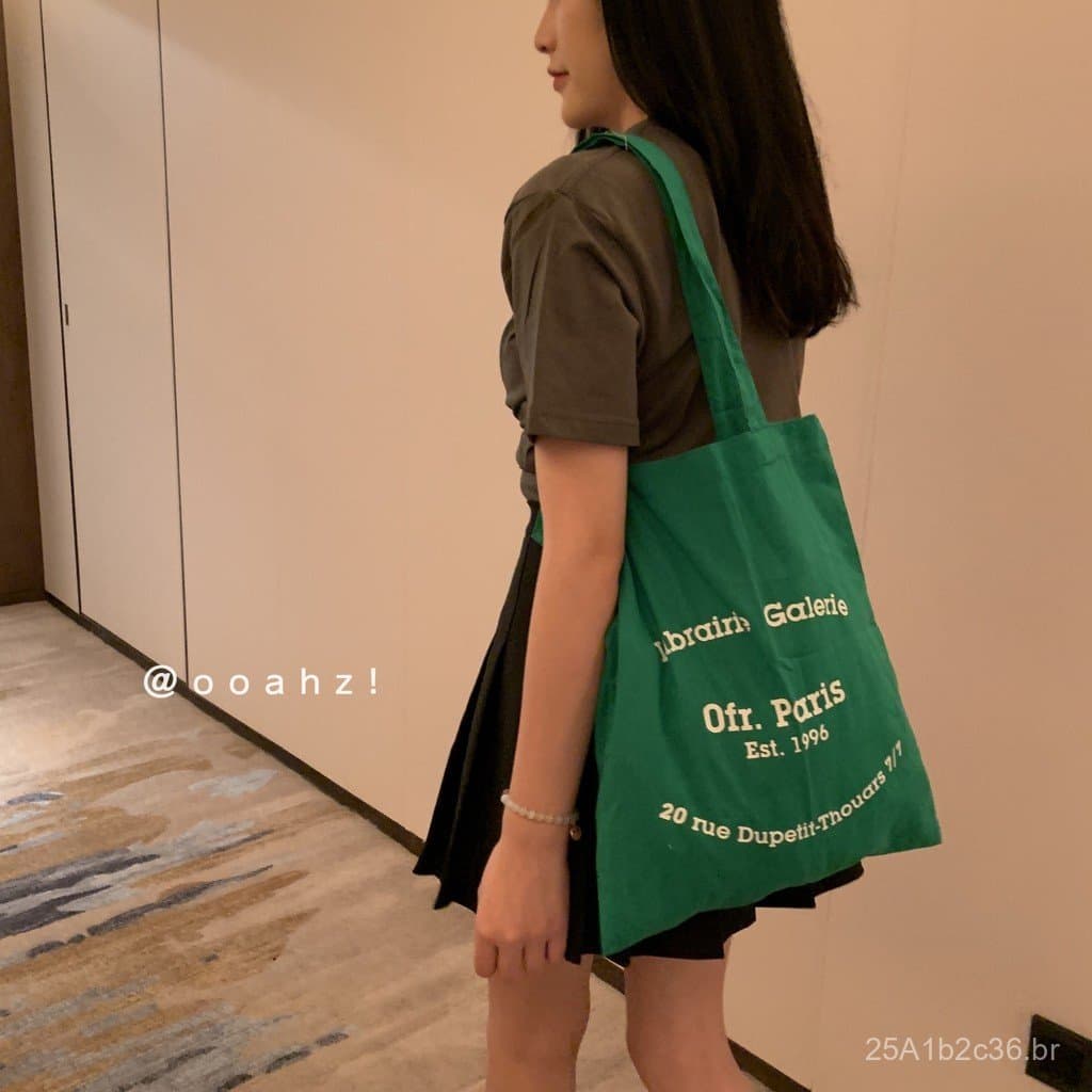 Bolsa de lona francesa versátil estilo retrô europeu e americano Ofr Paris, bolsa de ombro com estampa de letras simples