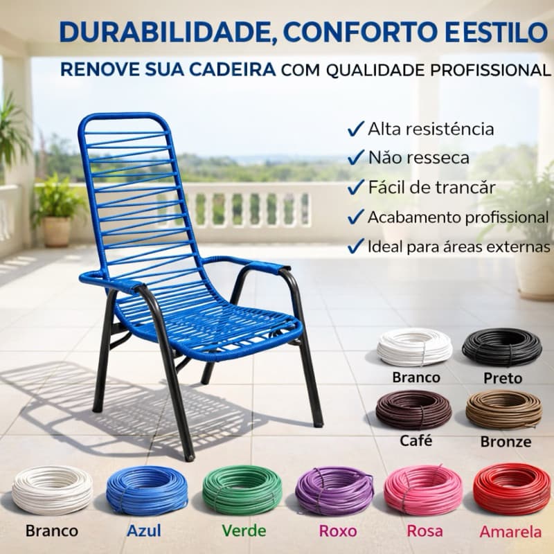 Fio Plástico Pvc Cordinha Espaguete Enrolar Cadeira Oferta Incrível Cores Sortidas 1 Kilo