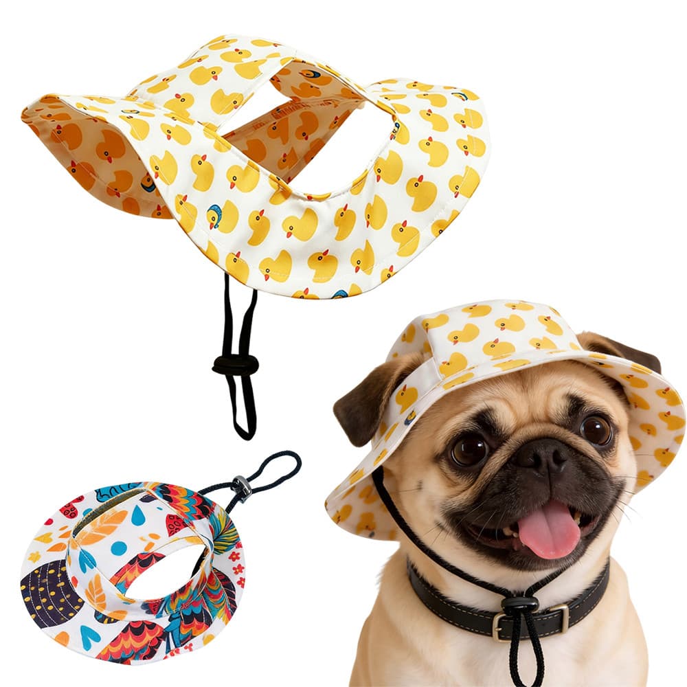 Chapéu De Cachorro Com Estampa Fofa Para Cães Pequenos E Médios Ajustável Boné Animais De Estimação Pug Filhote Gato Cha