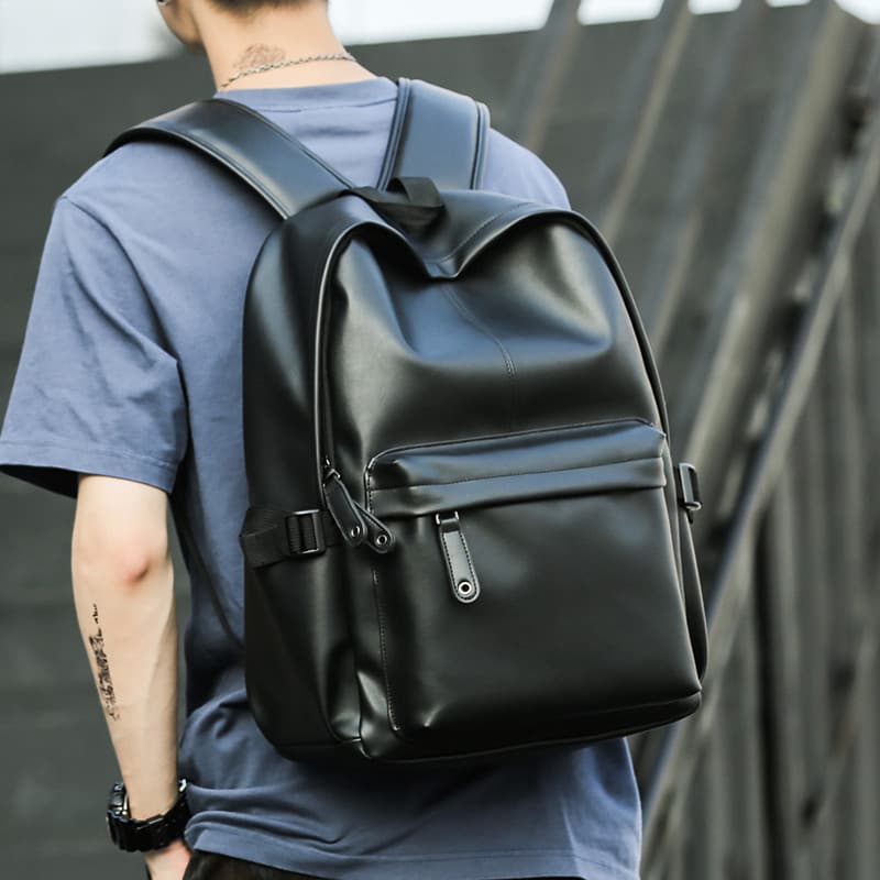 Novo estilo mochila de couro genuíno masculino estudante universitário mochila moda tendência grande capacidade saco de