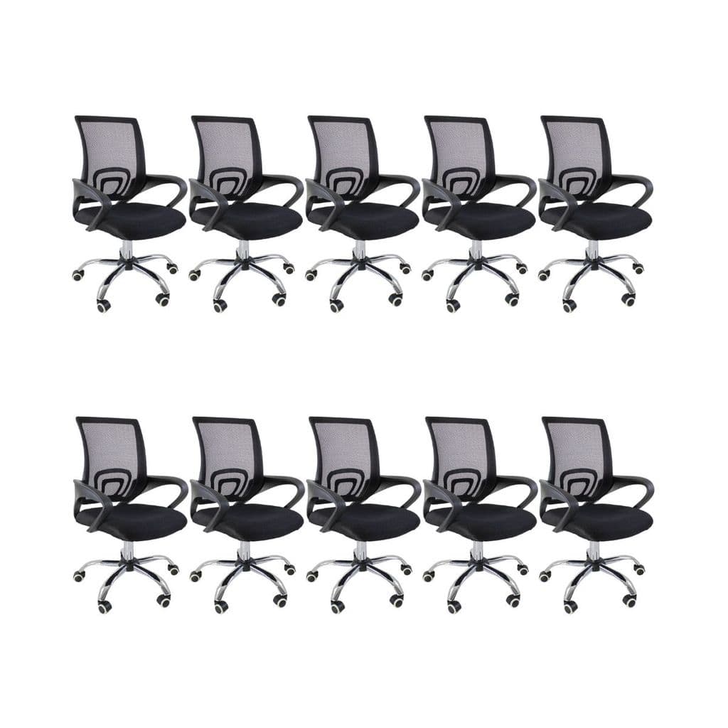 Kit 10 Cadeiras Escritório Oficial Begônia Ergonômico Preto