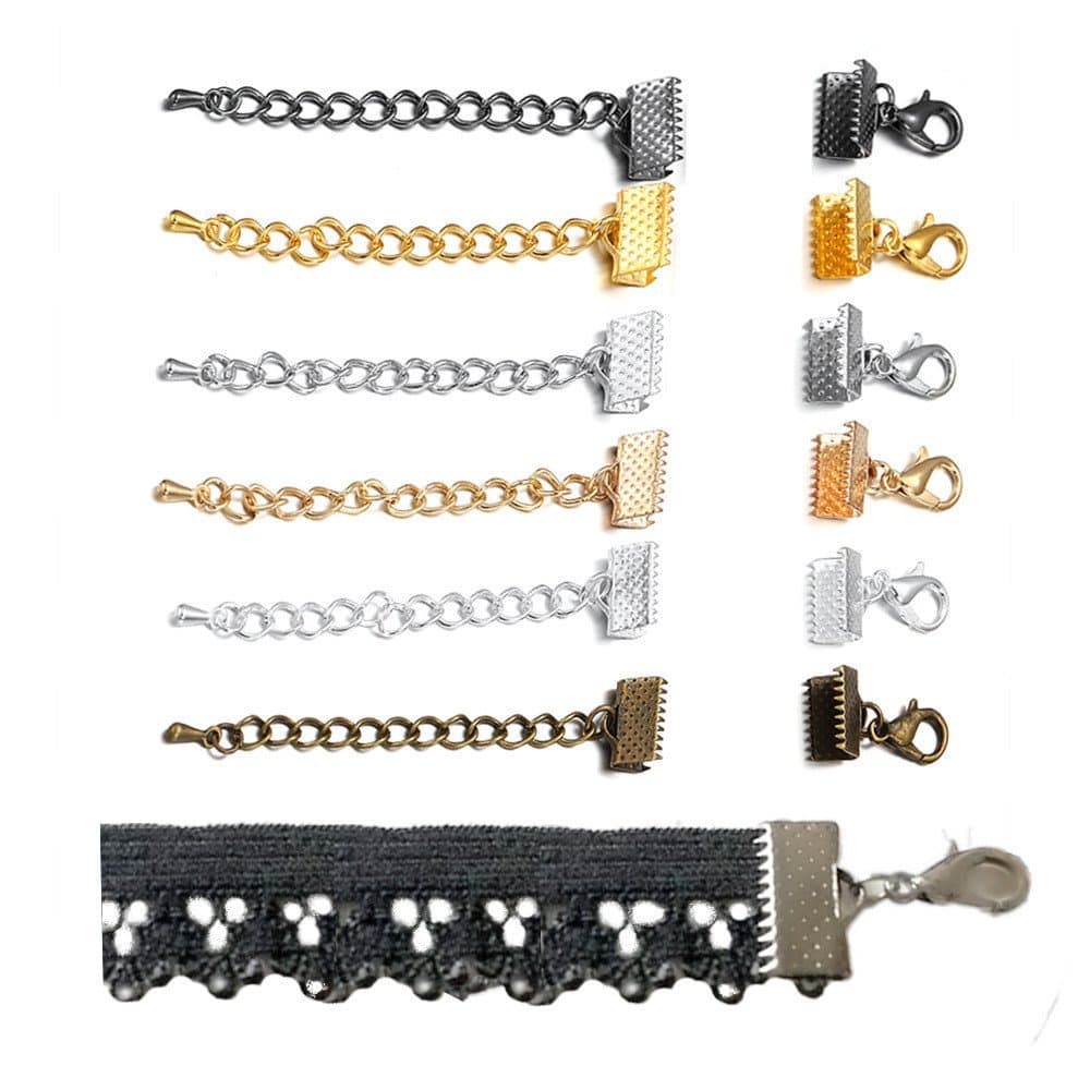 Acessórios para joias DIY: fecho lagosta, corrente extensora, corrente de acabamento, pequena gota d'água, prendedor de