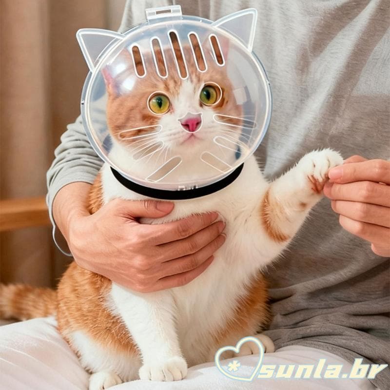 SUNL Pet Cats Espaço Capacetes Cabeça Cones Respirável Gatos Bolha Focinho Prevenir Morder