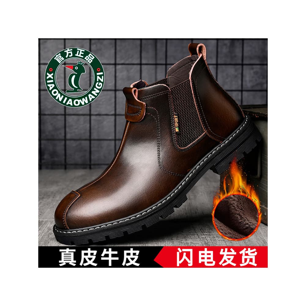 Oren Woodpecker Sapatos masculinos inverno Casual Retro estilo britânico botas gerais forro de lã engrossado quente Chel