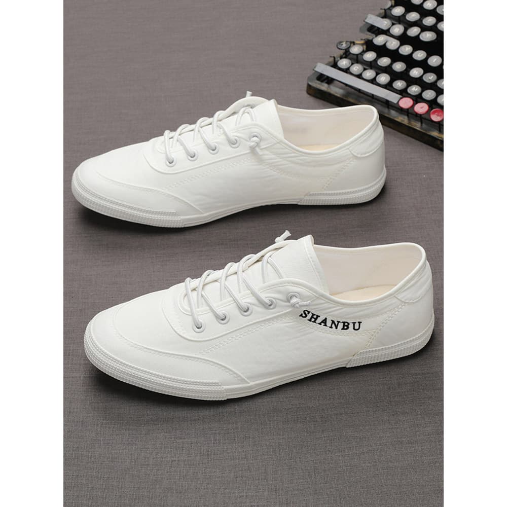 Pequenos sapatos brancos masculinos primavera outono baixo-Top respirável deslizamento em sola macia simples All-Match p