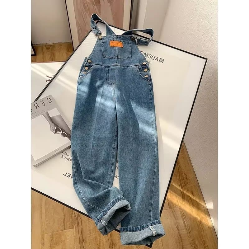 Retro Denim macacão feminino inverno legal sal Design nicho irmã gorda em linha reta solto macacão de perna larga