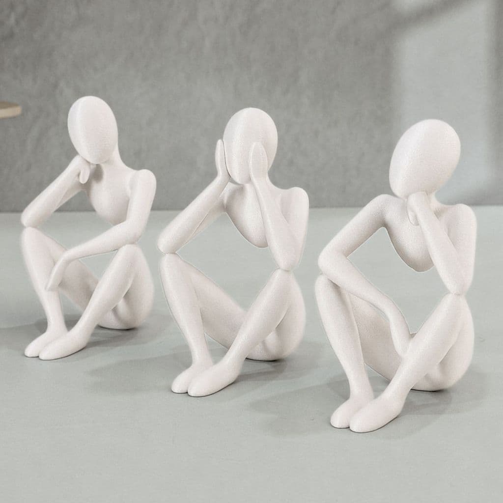 Kit 3 Bonecos Decorativos Pensador Escultura Moderna Minimalista Sala Quarto Estante