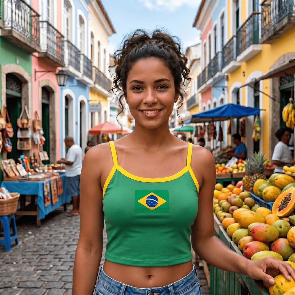 Cropped Seleção Brasil Blusa Copa Regata Suplex Torcida Feminino
