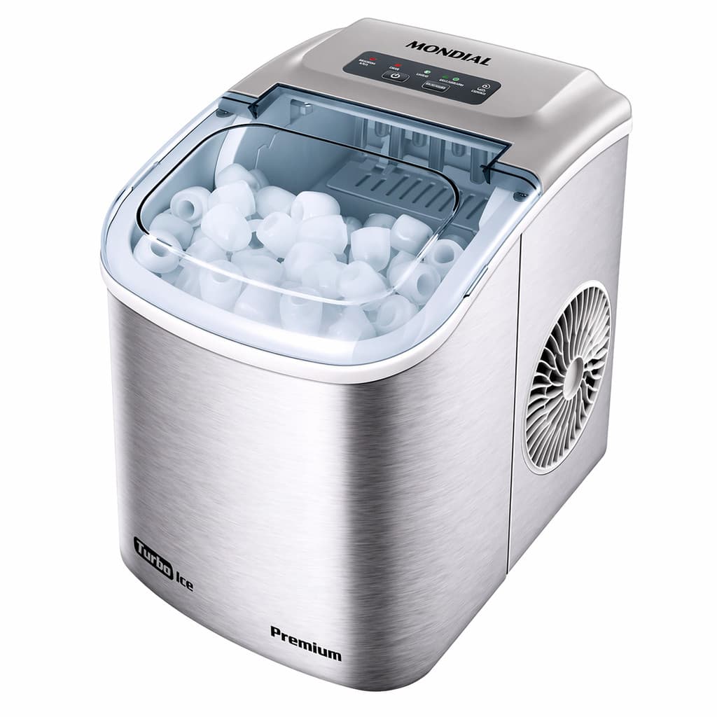 Máquina De Gelo Mondial Turbo Ice Premium 12Kg Dia 120W Painel Digital 2 Tamanhos De Gelo