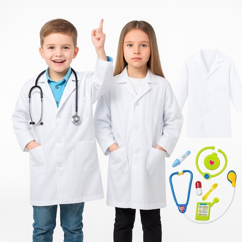 Fantasia Medico Infantil Profissão Menino Menina Jaleco + Acessórios 5 -8 anos